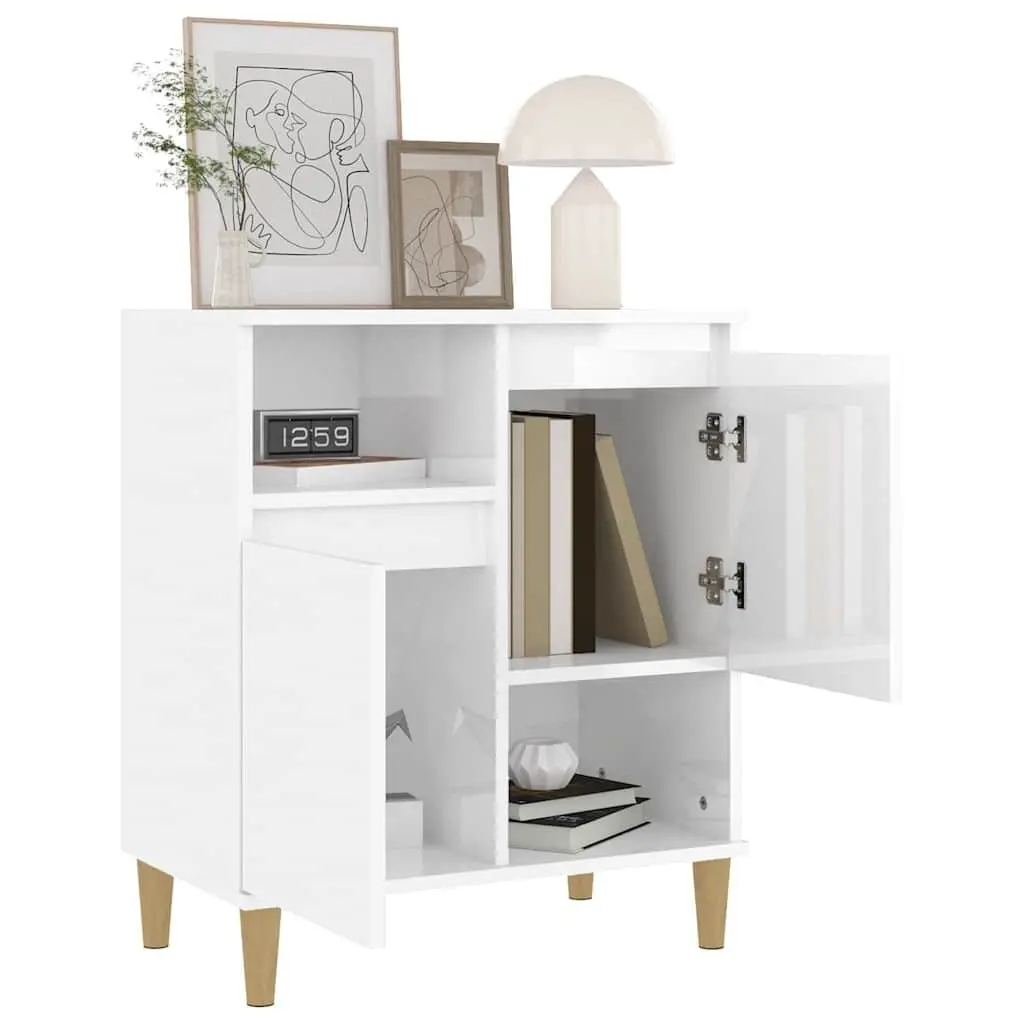 Sideboard White High Gloss 60x35x70cm Engineered Wood with Doors