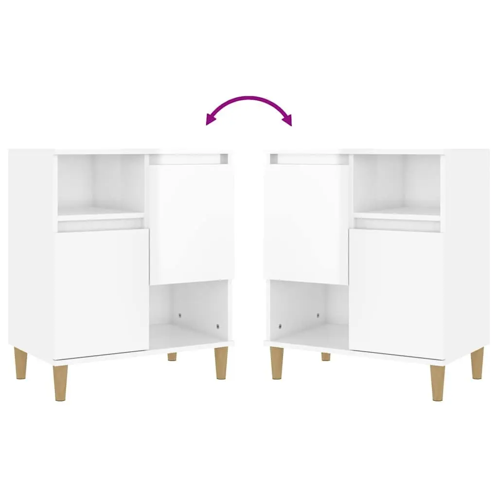 Sideboard White High Gloss 60x35x70cm Engineered Wood with Doors