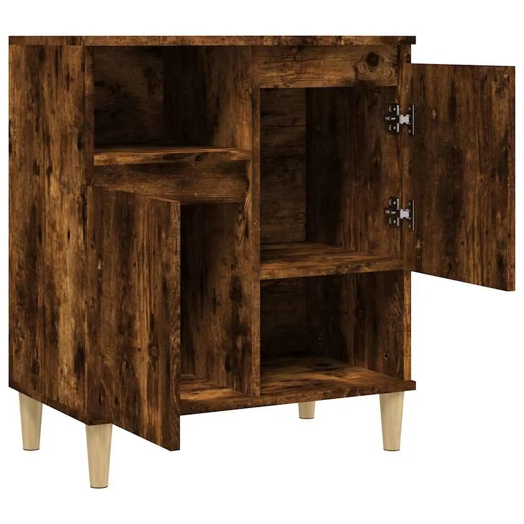 Sideboard Storage Cabinet Brown Engineered Wood 4 Compartments 2 Doors Furniture