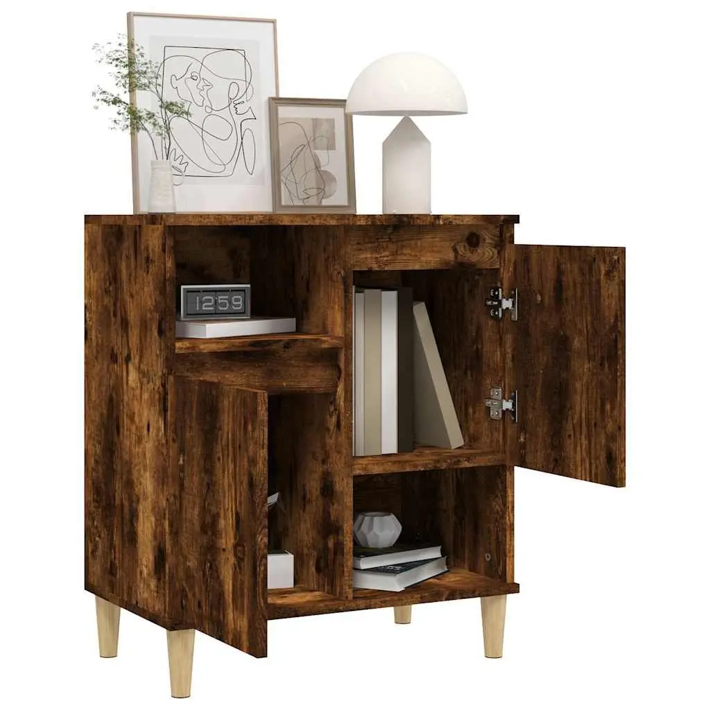 Sideboard Storage Cabinet Brown Engineered Wood 4 Compartments 2 Doors Furniture