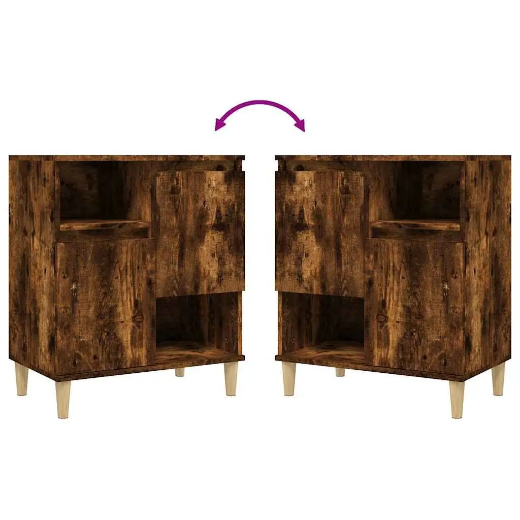 Sideboard Storage Cabinet Brown Engineered Wood 4 Compartments 2 Doors Furniture