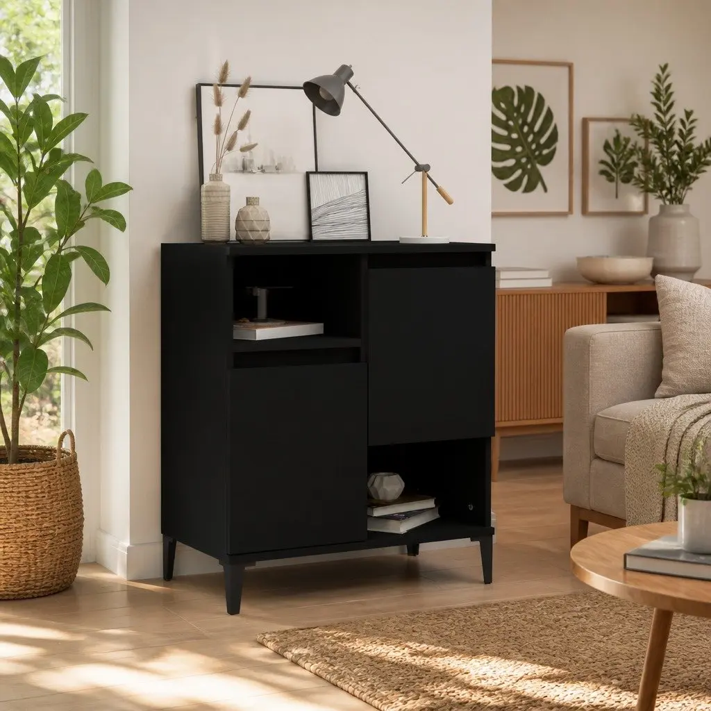 Sideboard Black 60x35x70 cm Engineered Wood Storage Cabinet