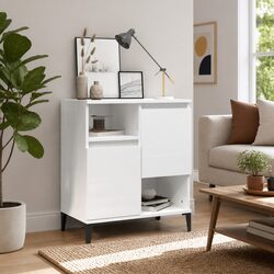 High Gloss White Sideboard 60x35x70 cm with 4 Compartments