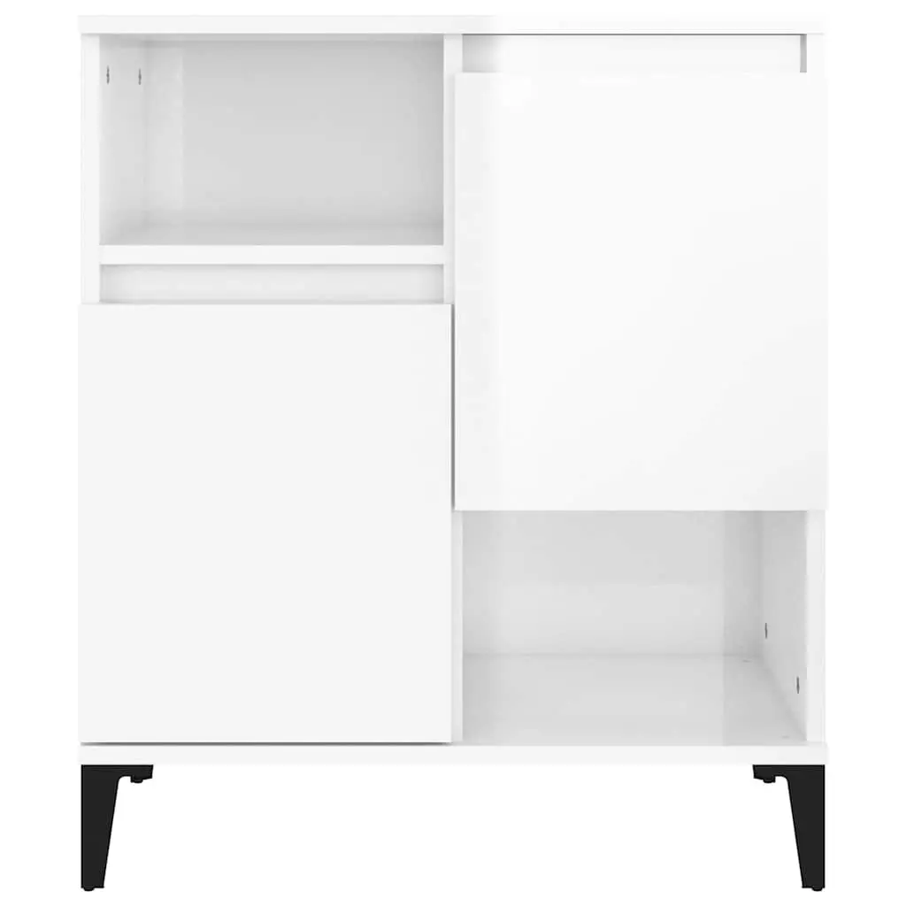Sideboard High Gloss White 60x35x70 cm Engineered Wood Storage Cabinet 4 Compartments