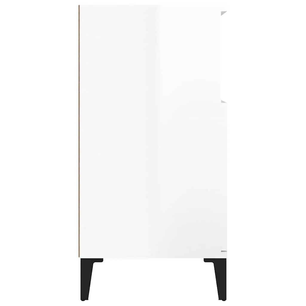Sideboard High Gloss White 60x35x70 cm Engineered Wood Storage Cabinet 4 Compartments