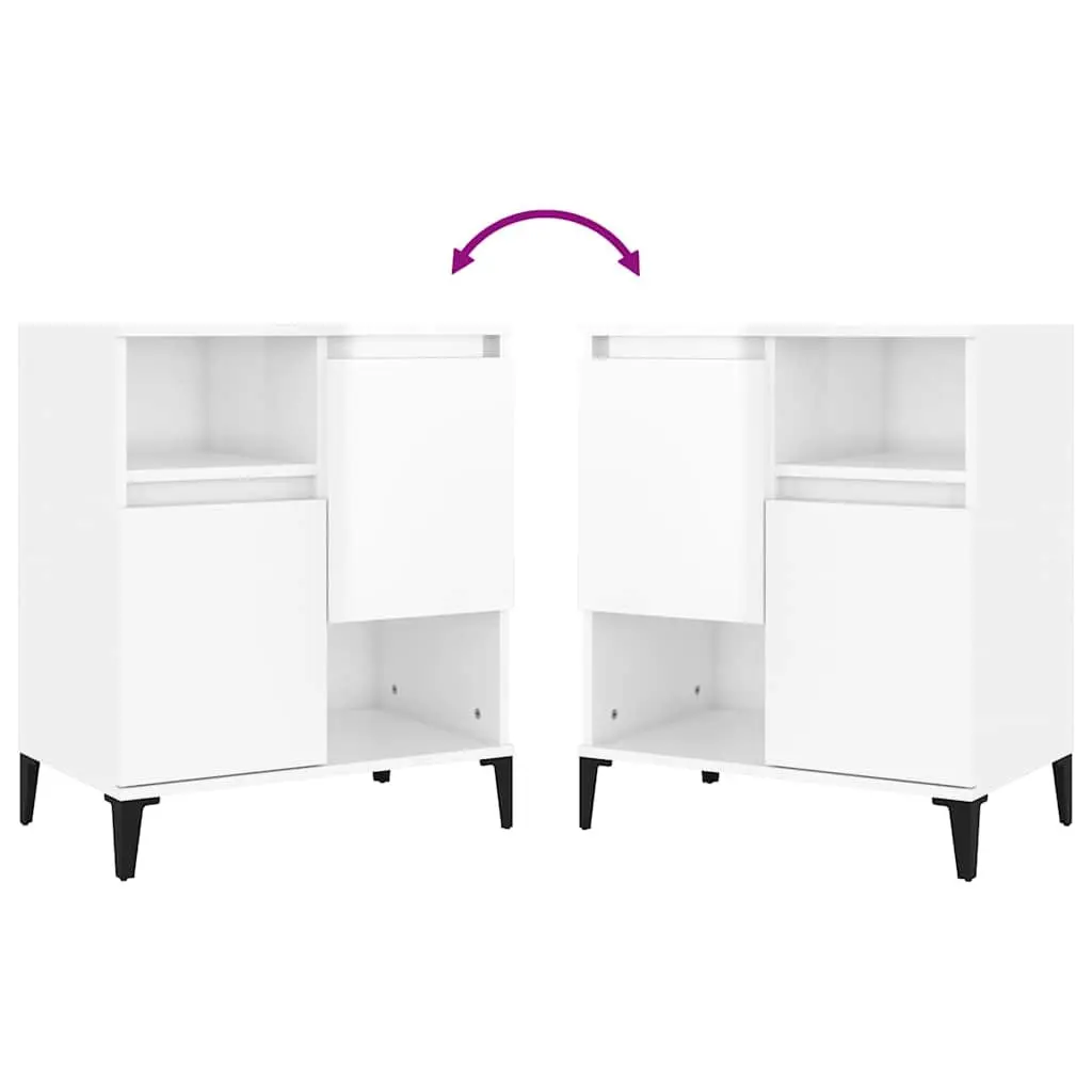 Sideboard High Gloss White 60x35x70 cm Engineered Wood Storage Cabinet 4 Compartments