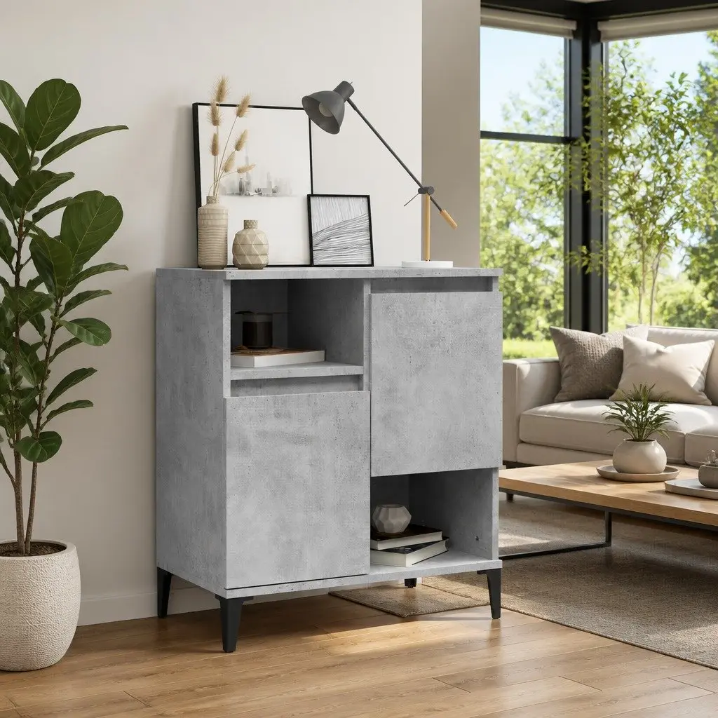 Grey Sideboard Cabinet Engineered Wood 60x35x70cm Storage Buffet Cupboard