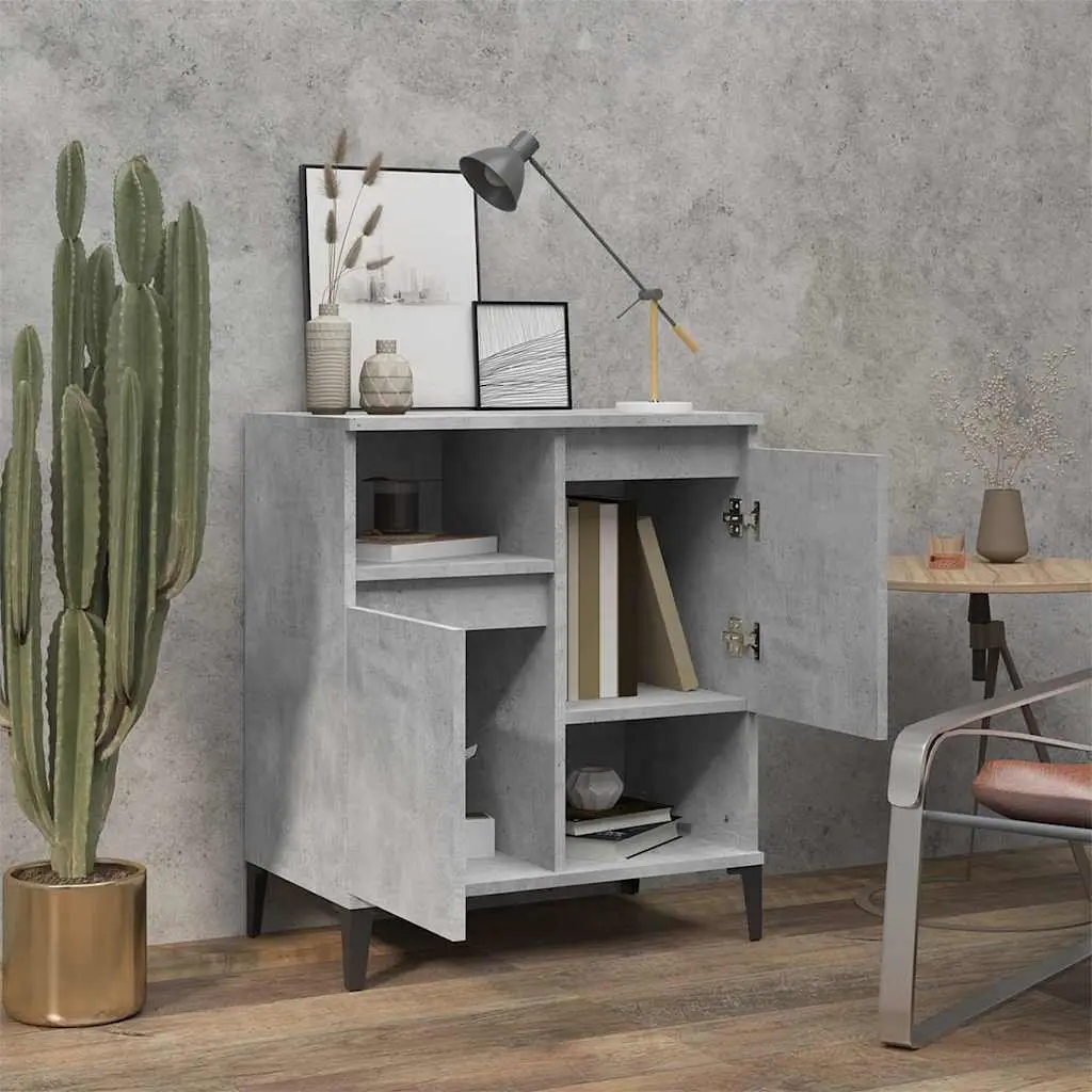 Grey Sideboard Cabinet Engineered Wood 60x35x70cm Storage Buffet Cupboard