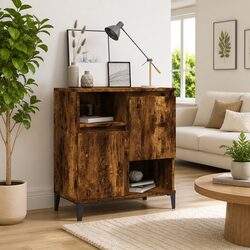 Brown Engineered Wood Sideboard Storage Cabinet 60x35x70cm