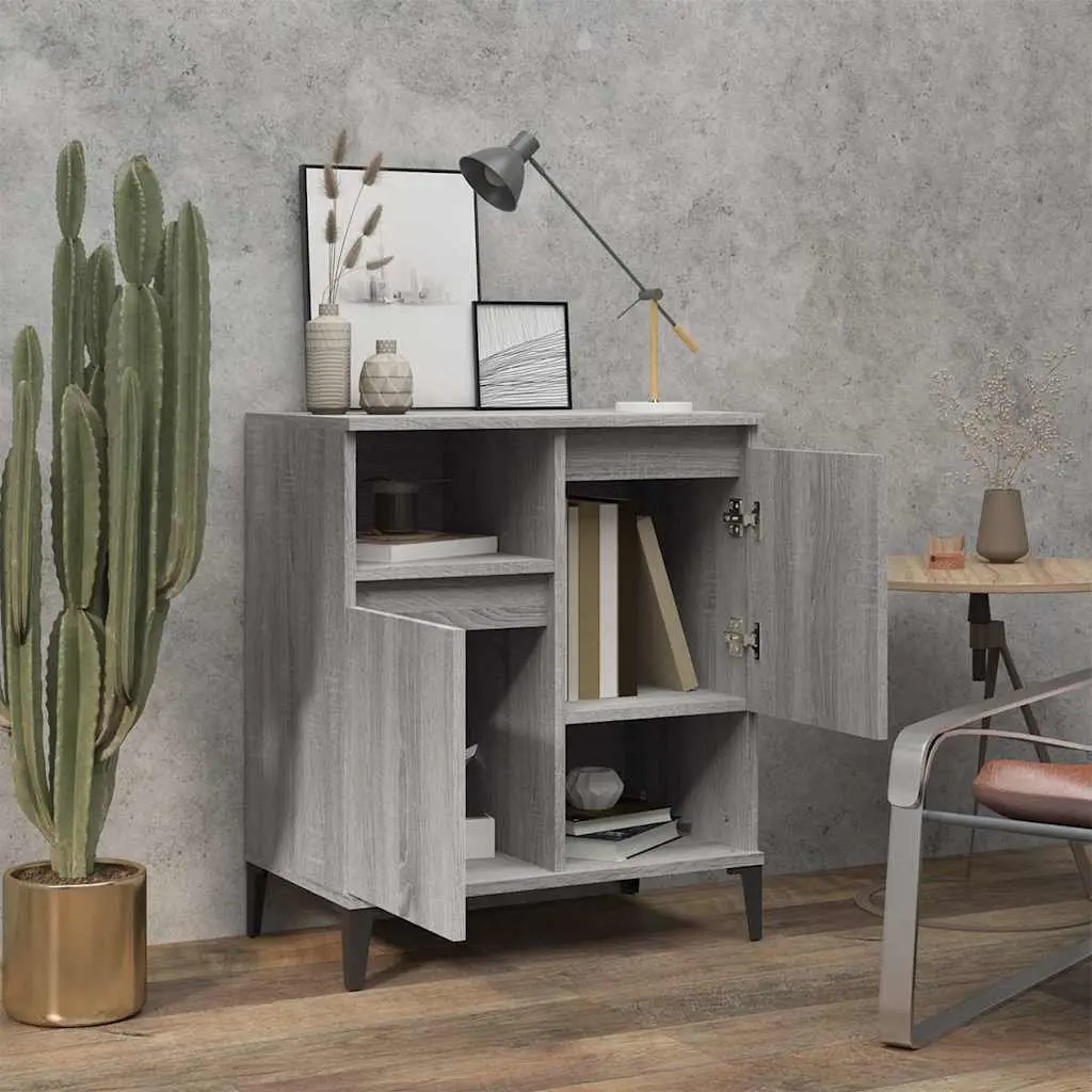 Sideboard Grey Sonoma 60x35x70 cm Engineered Wood Storage Cabinet with 4 Compartments Display