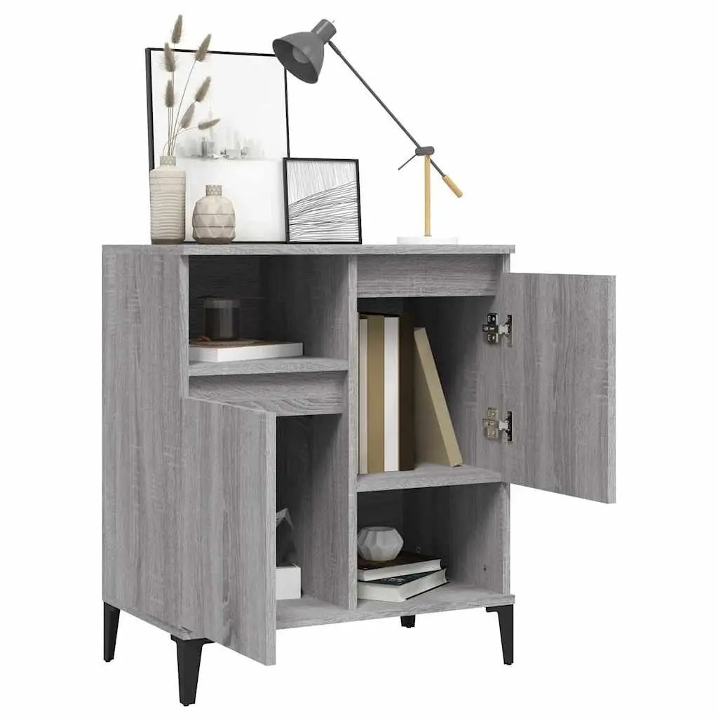 Sideboard Grey Sonoma 60x35x70 cm Engineered Wood Storage Cabinet with 4 Compartments Display