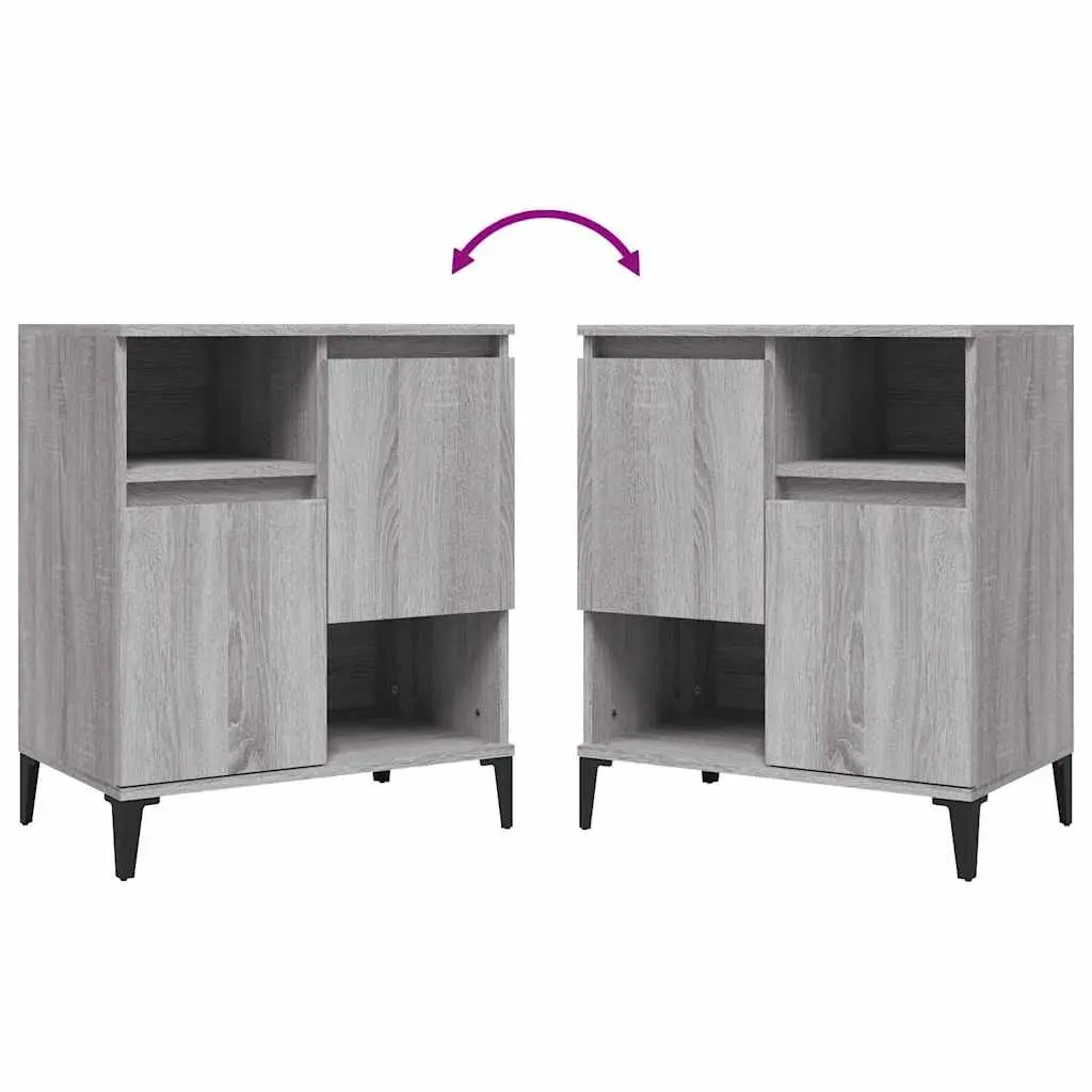 Sideboard Grey Sonoma 60x35x70 cm Engineered Wood Storage Cabinet with 4 Compartments Display