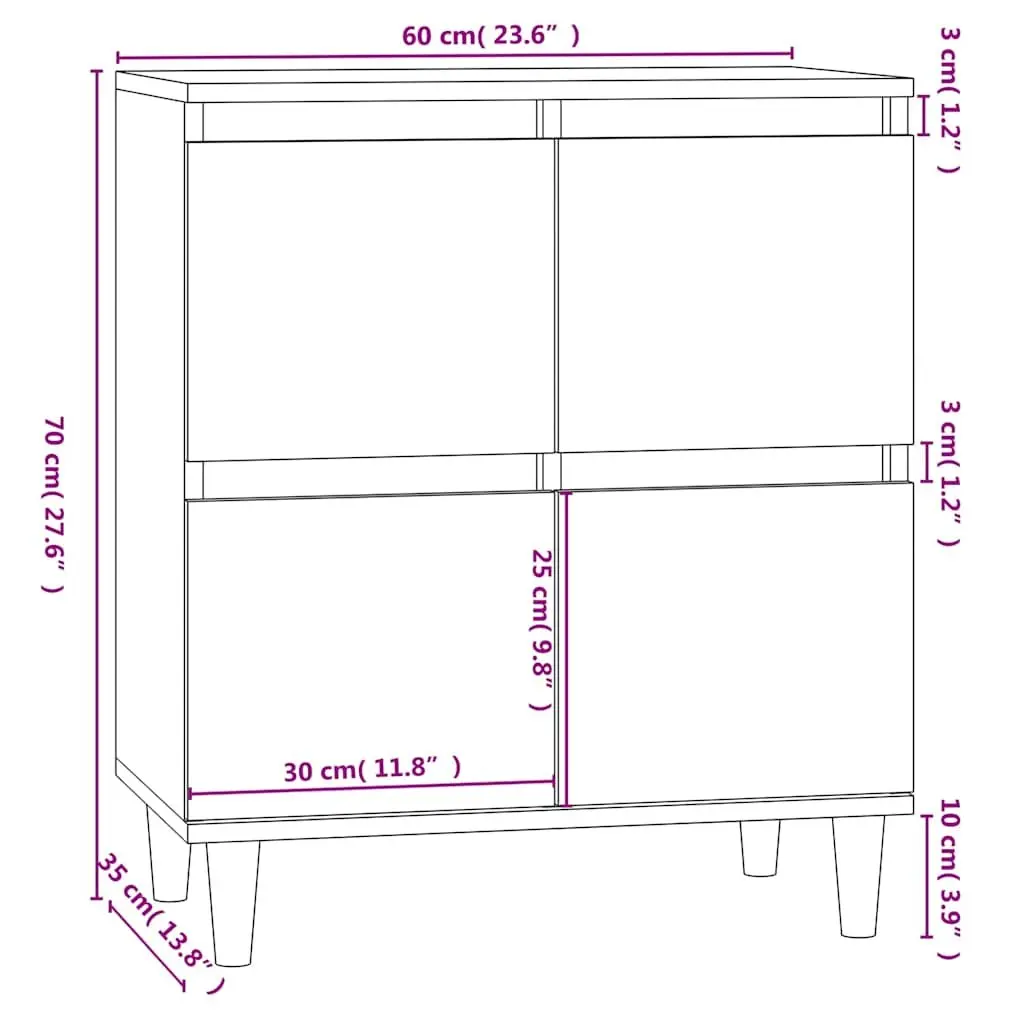 Sideboard Black 60x35x70 cm Engineered Wood Storage Cabinet Buffet Furniture