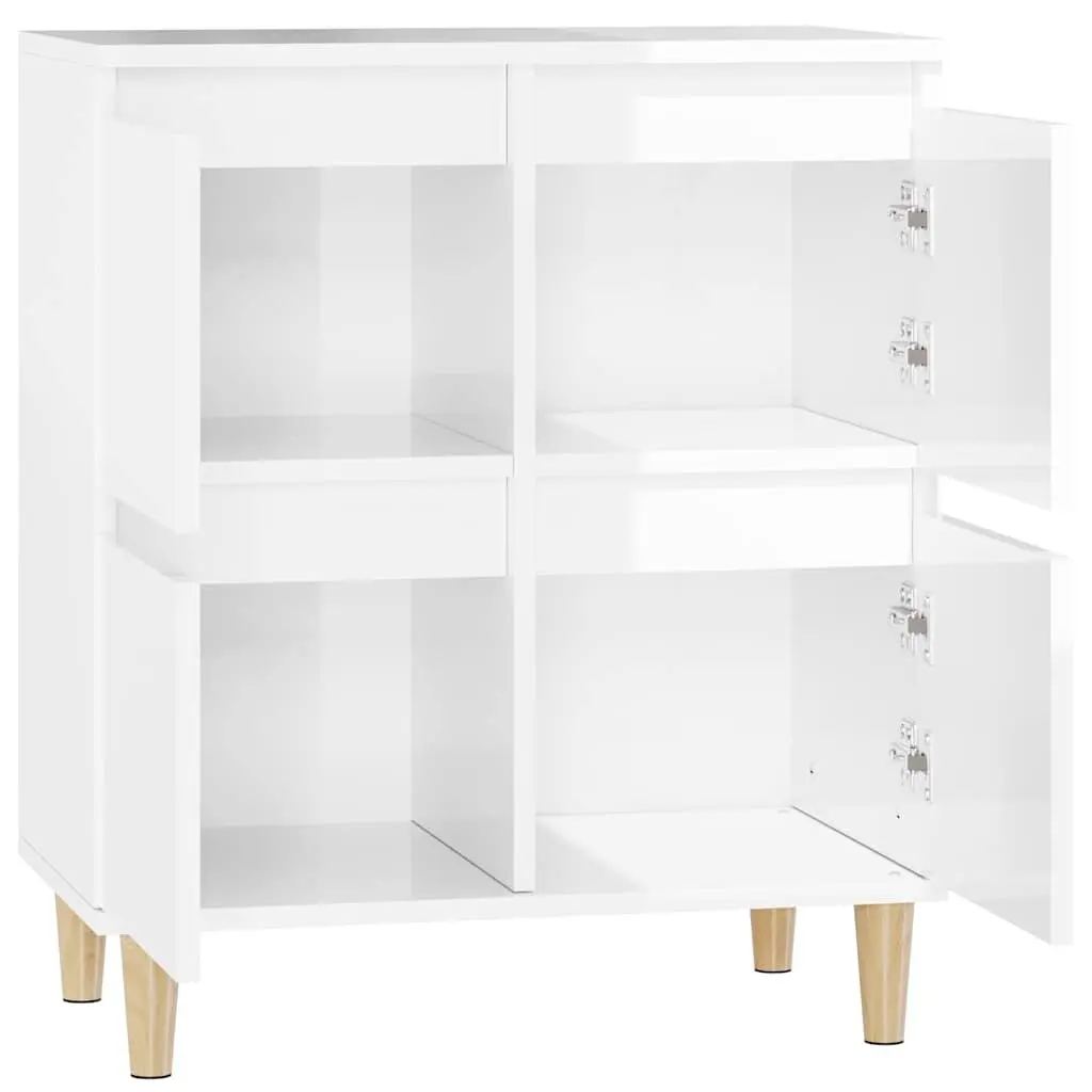 Sideboard High Gloss White 60x35x70cm Engineered Wood Storage Buffet
