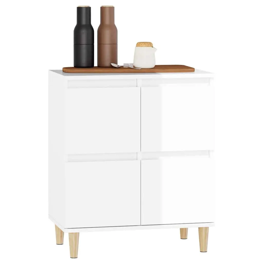 Sideboard High Gloss White 60x35x70cm Engineered Wood Storage Buffet