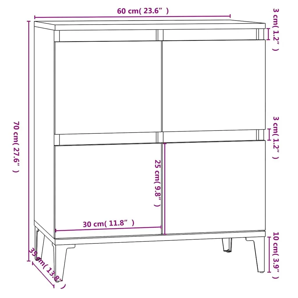 Sideboard White 60x35x70 cm Engineered Wood Storage Cabinet