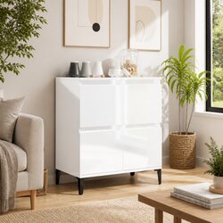 Elegant White High Gloss Sideboard Storage Cabinet
