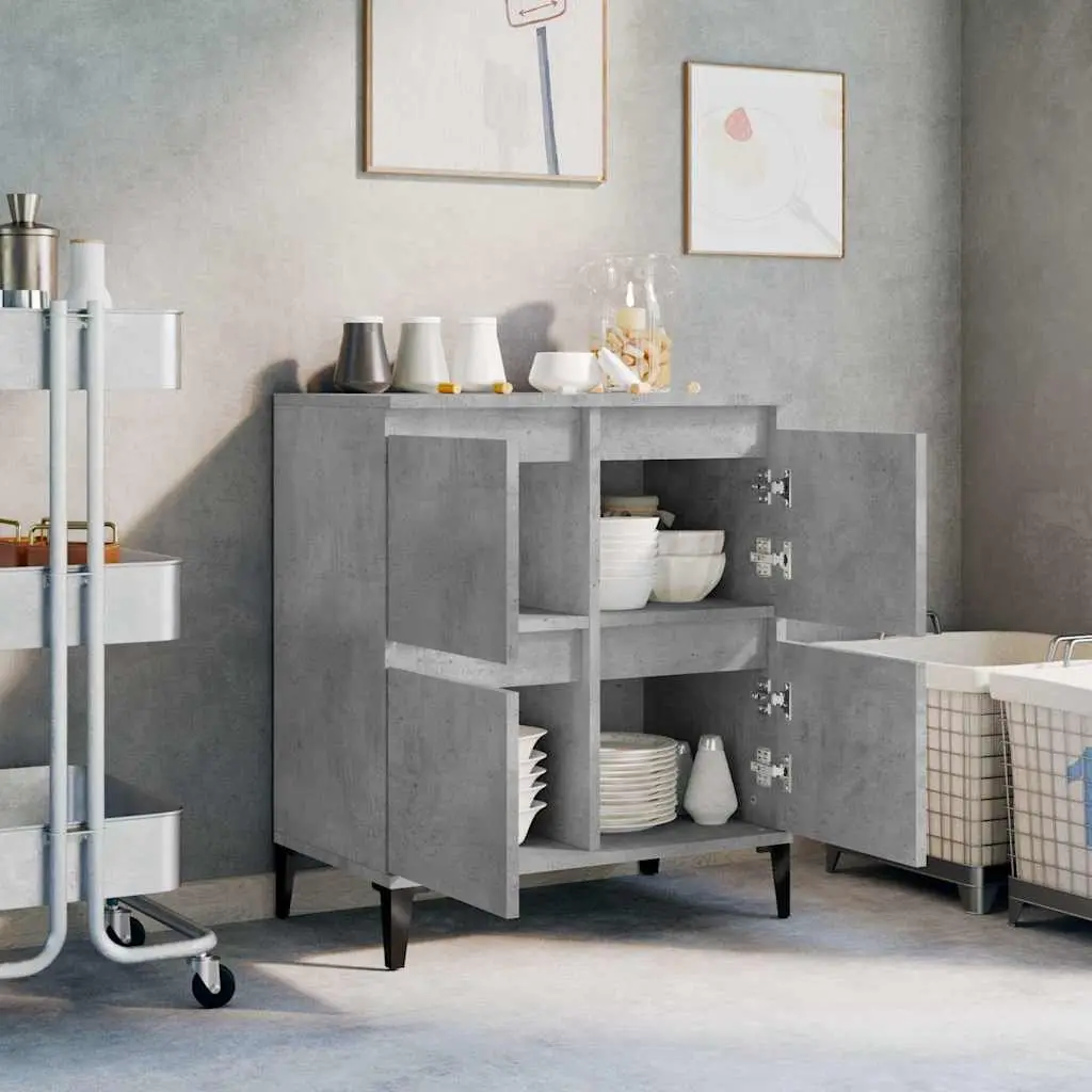Sideboard Grey Engineered Wood Storage Cabinet 60W x 35D x 70H cm