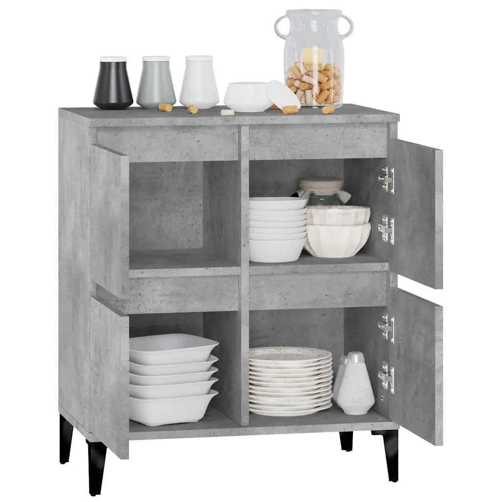 Sideboard Grey Engineered Wood Storage Cabinet 60W x 35D x 70H cm
