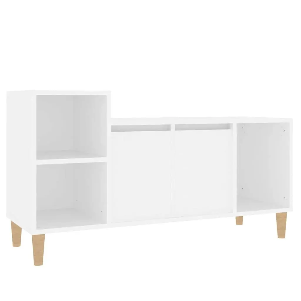 TV Cabinet White Engineered Wood Media Storage Unit with Doors Compartments 100 x 35 x 55 cm