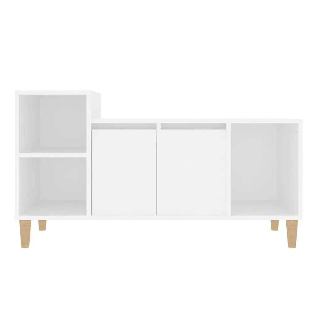 TV Cabinet White Engineered Wood Media Storage Unit with Doors Compartments 100 x 35 x 55 cm