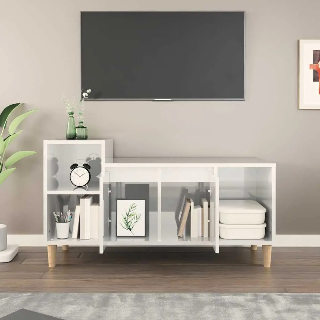 TV Cabinet High Gloss White 100 x 35 x 55 cm Engineered Wood Furniture