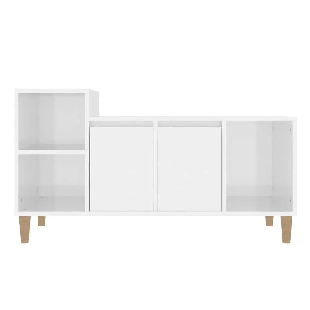 TV Cabinet High Gloss White 100 x 35 x 55 cm Engineered Wood Furniture