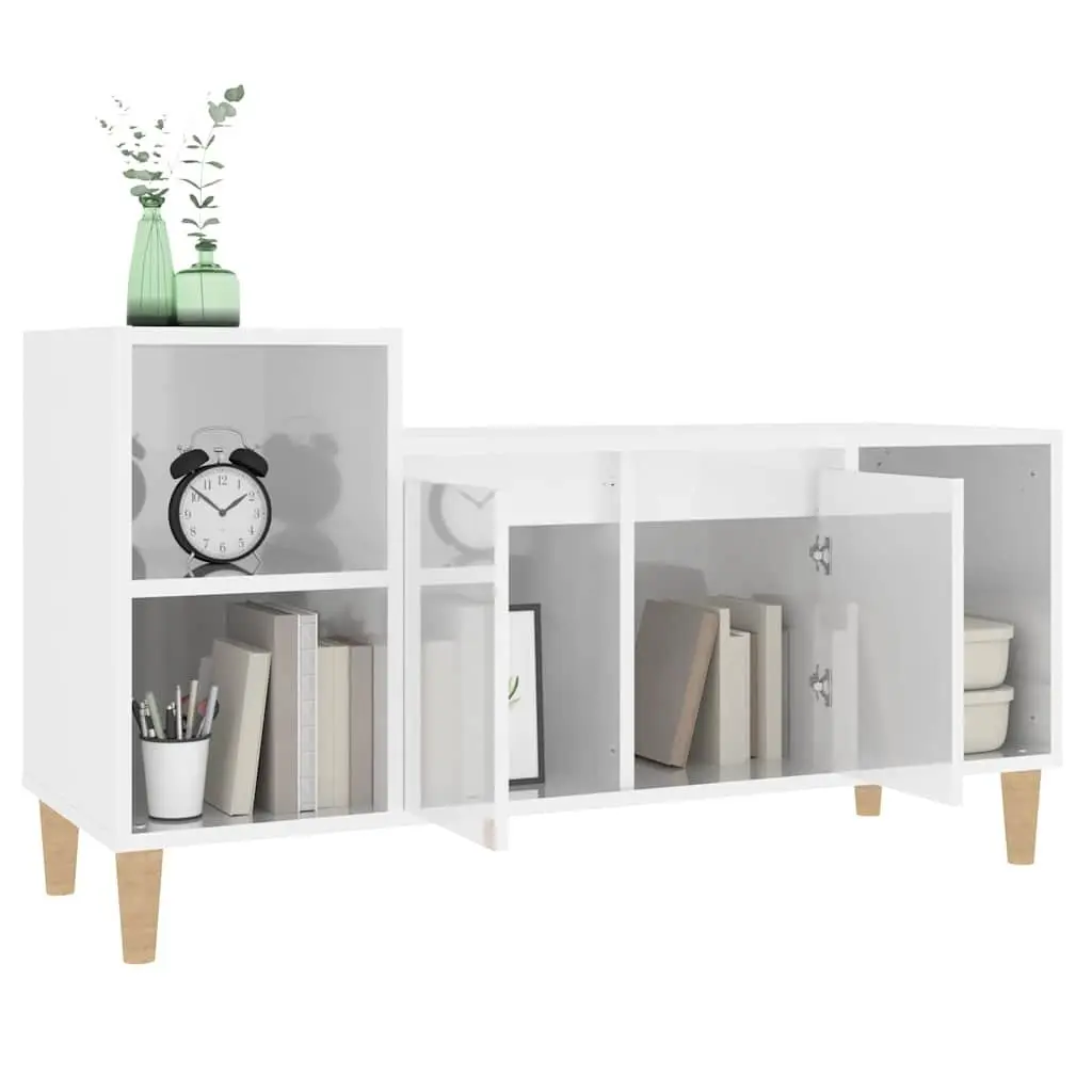 TV Cabinet High Gloss White 100 x 35 x 55 cm Engineered Wood Furniture