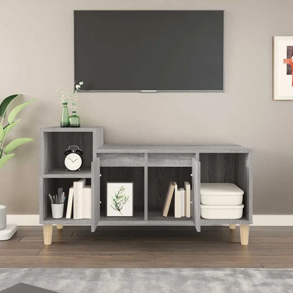 TV Cabinet Grey Sonoma 100x35x55 cm Engineered Wood Media Unit Storage with Doors