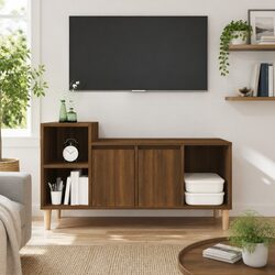 Brown Oak TV Cabinet 100x35x55cm Stylish Storage Unit