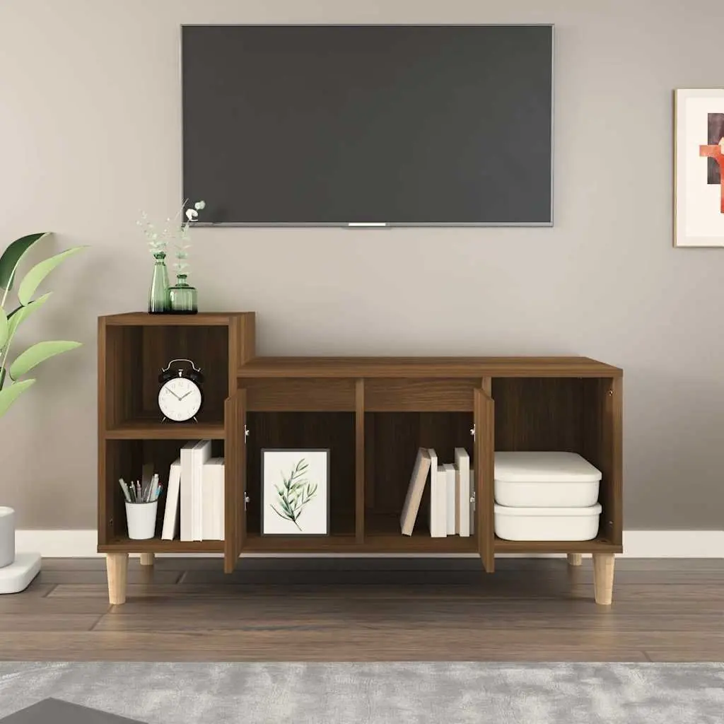 TV Cabinet Brown Oak 100x35x55cm Engineered Wood Media Storage Unit