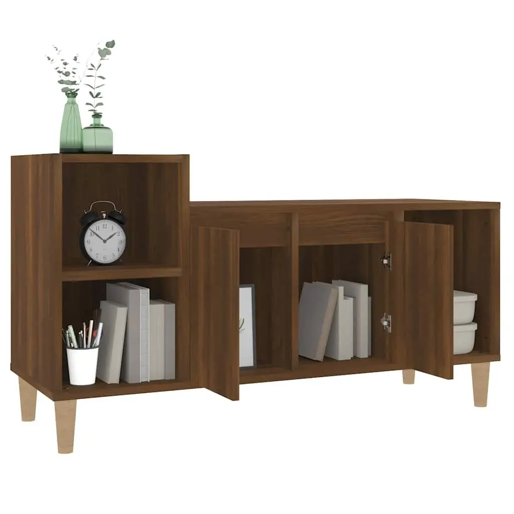 TV Cabinet Brown Oak 100x35x55cm Engineered Wood Media Storage Unit
