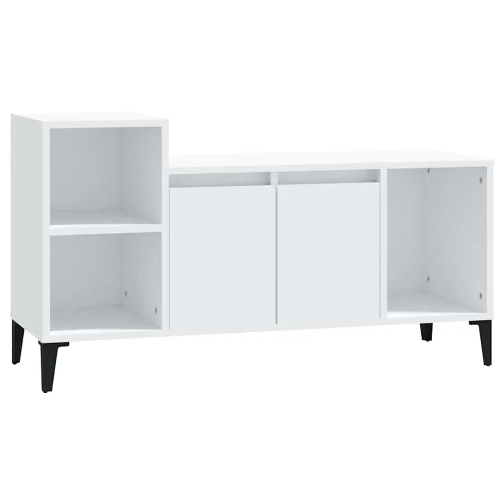TV Cabinet White Engineered Wood Media Storage Unit 100L x 35W x 55H cm