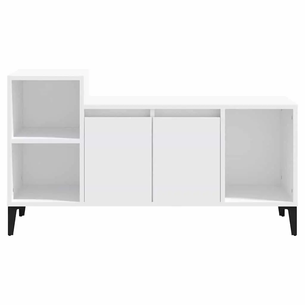 TV Cabinet White Engineered Wood Media Storage Unit 100L x 35W x 55H cm