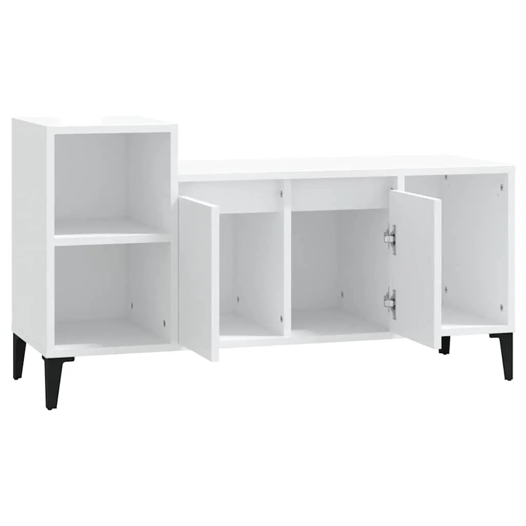 TV Cabinet White Engineered Wood Media Storage Unit 100L x 35W x 55H cm