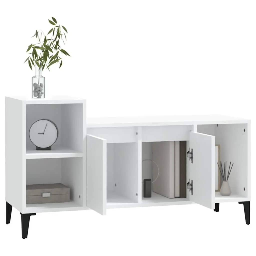 TV Cabinet White Engineered Wood Media Storage Unit 100L x 35W x 55H cm
