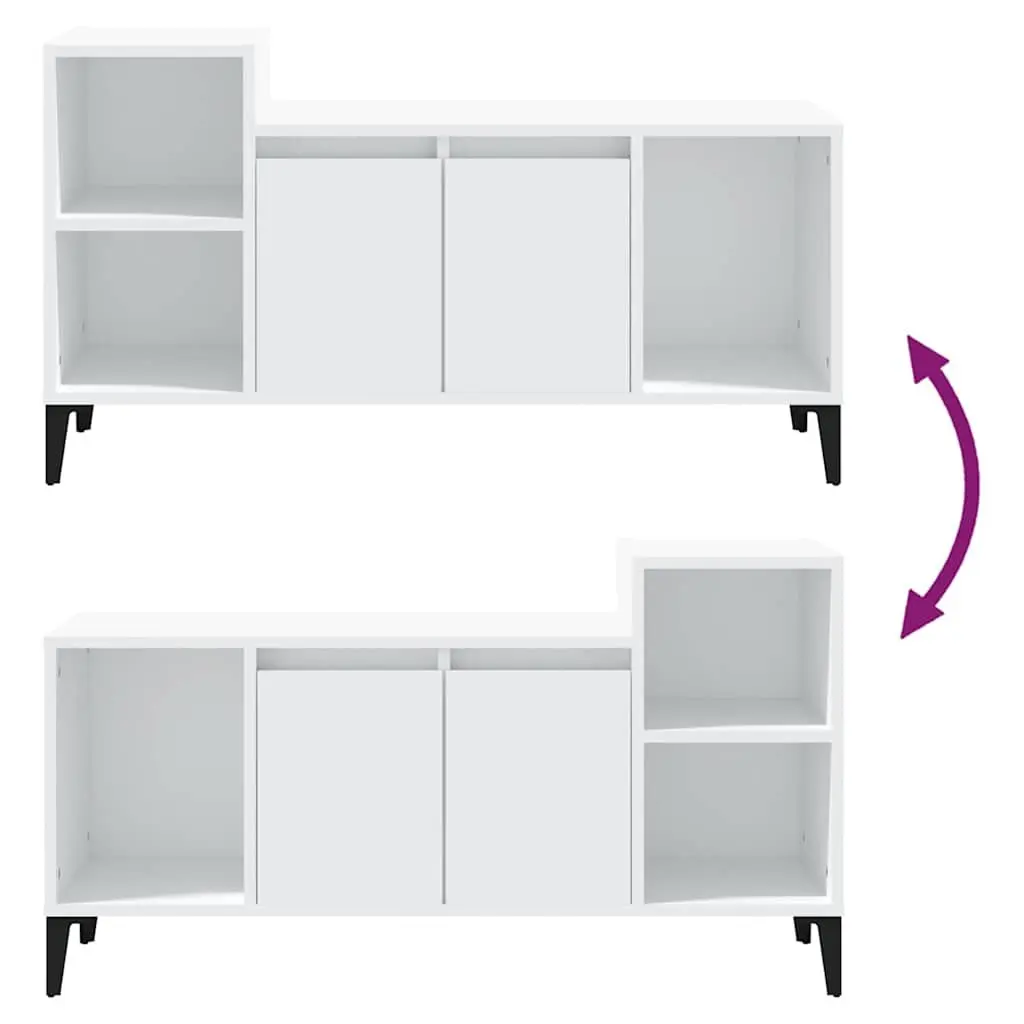 TV Cabinet White Engineered Wood Media Storage Unit 100L x 35W x 55H cm