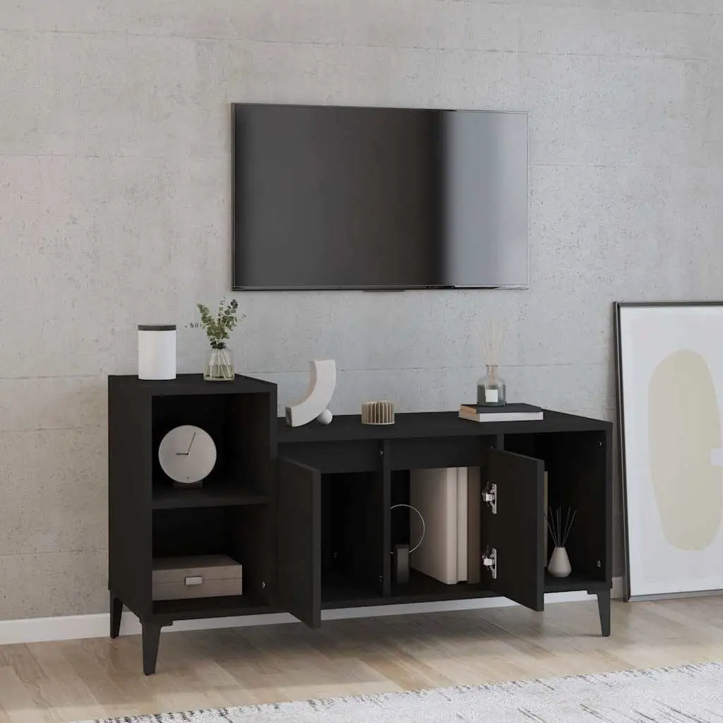 TV Cabinet Black 100x35x55cm Engineered Wood Media Storage Unit
