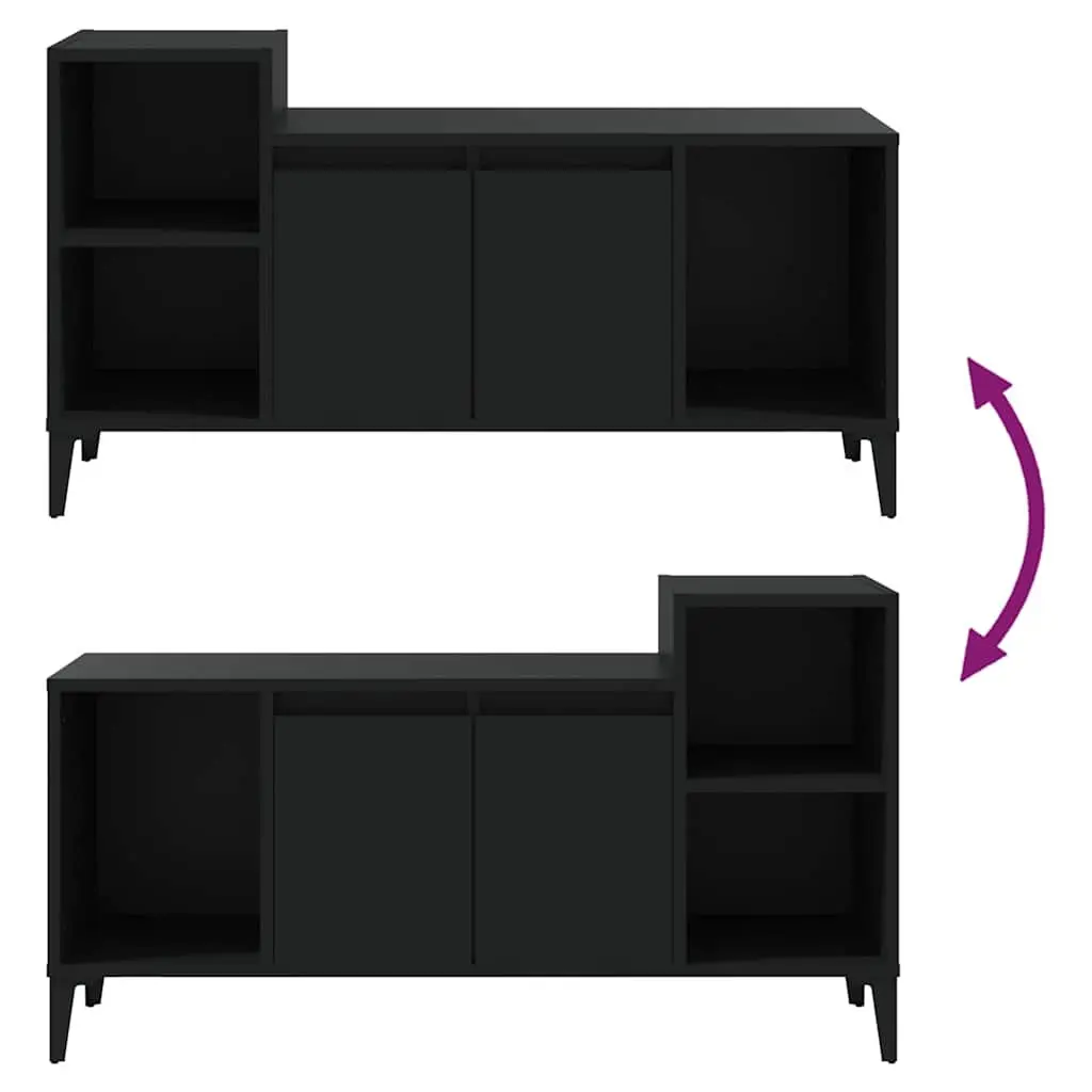 TV Cabinet Black 100x35x55cm Engineered Wood Media Storage Unit