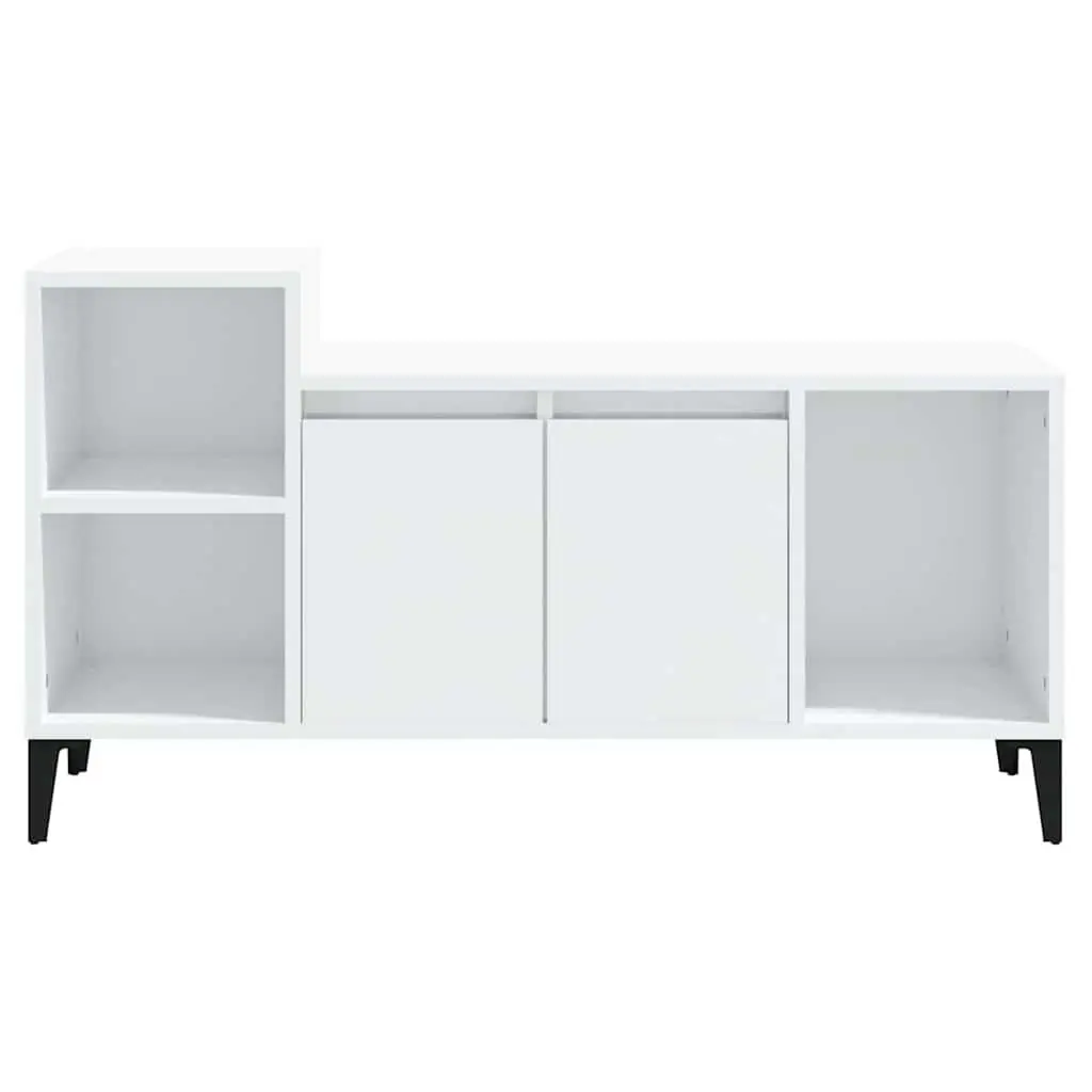 TV Cabinet White High Gloss Engineered Wood Media Storage Unit 100L x 35W x 55H cm