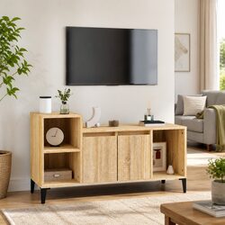 Brown Engineered Wood TV Cabinet with Storage Compartment