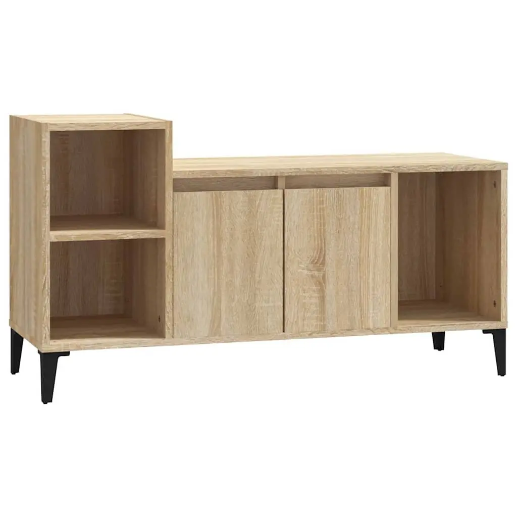 TV Cabinet Engineered Wood Media Storage Unit with Doors Compartments Brown 100 x 35 x 55 cm