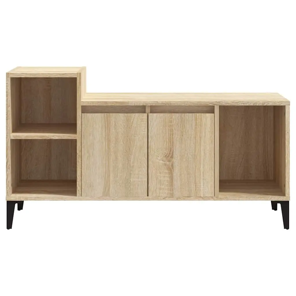 TV Cabinet Engineered Wood Media Storage Unit with Doors Compartments Brown 100 x 35 x 55 cm