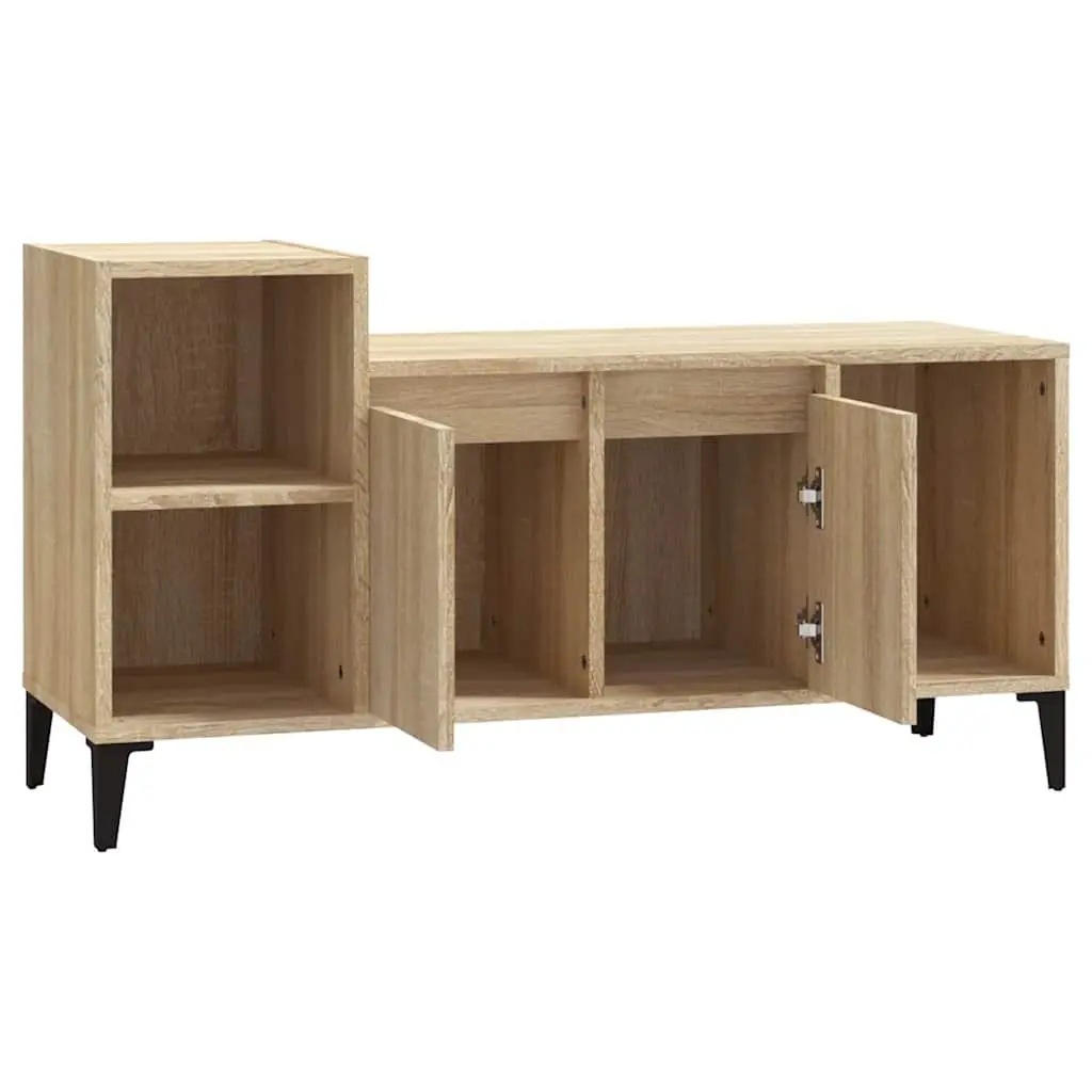 TV Cabinet Engineered Wood Media Storage Unit with Doors Compartments Brown 100 x 35 x 55 cm
