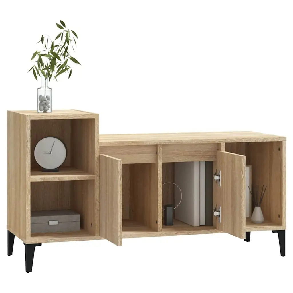 TV Cabinet Engineered Wood Media Storage Unit with Doors Compartments Brown 100 x 35 x 55 cm