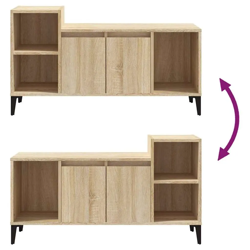 TV Cabinet Engineered Wood Media Storage Unit with Doors Compartments Brown 100 x 35 x 55 cm