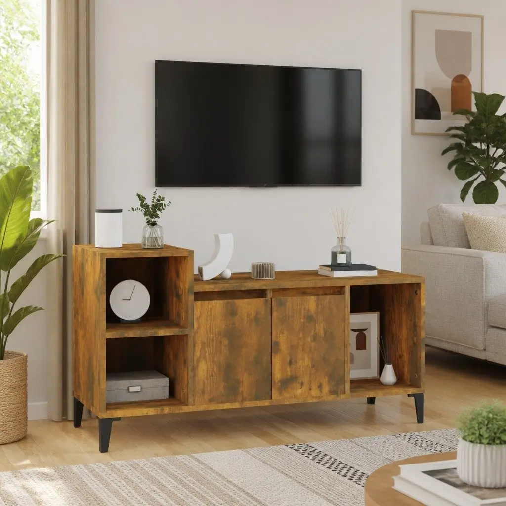 TV Cabinet Media Storage Unit Brown Engineered Wood 100 x 35 x 55 cm