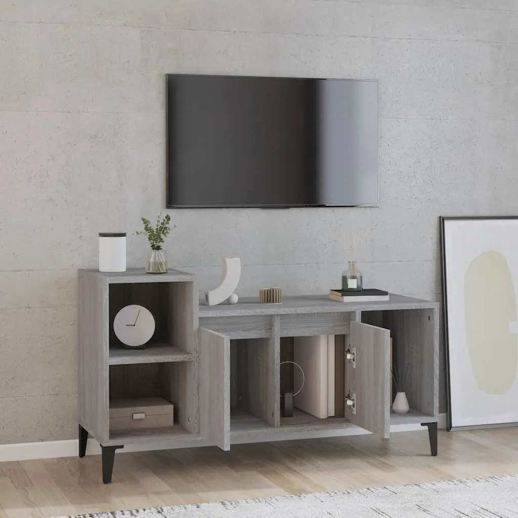 TV Cabinet Grey Sonoma Engineered Wood Storage Unit 100x35x55cm