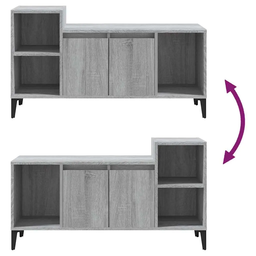 TV Cabinet Grey Sonoma Engineered Wood Storage Unit 100x35x55cm