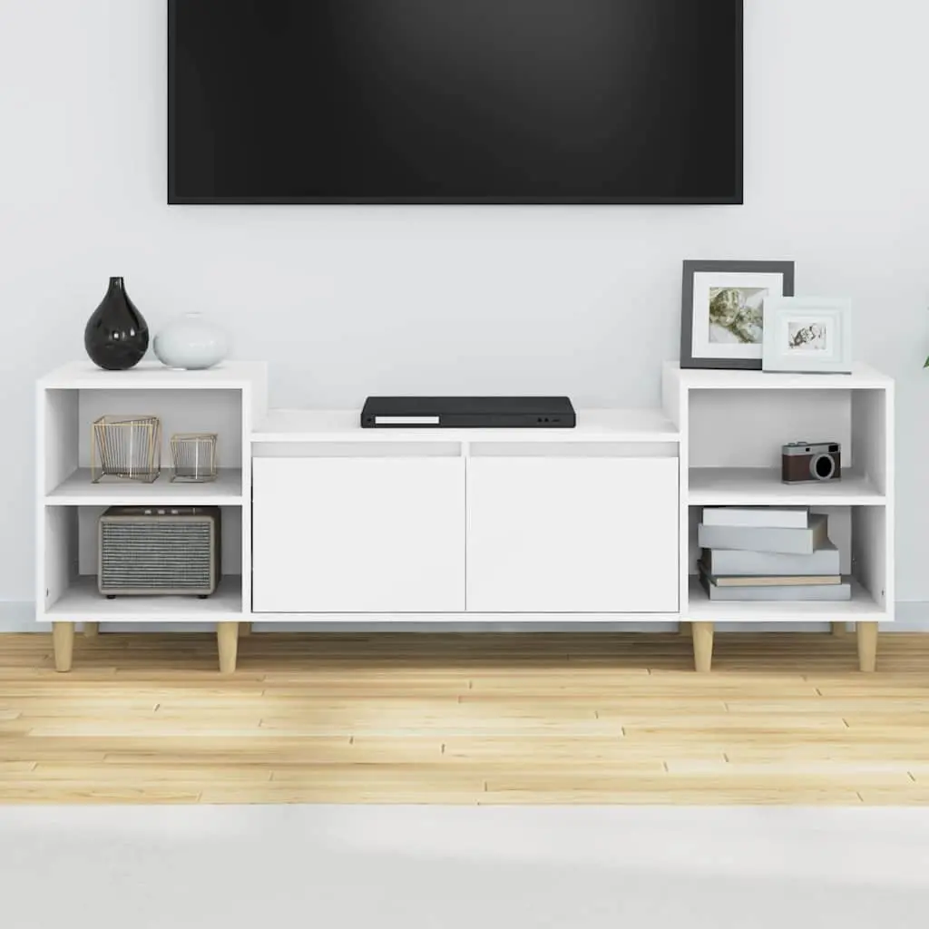 TV Cabinet White 160x35x55 cm Engineered Wood Media Unit Storage Compartments